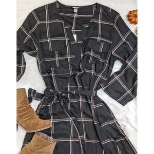 A New Day | Black and Brown Plaid Dress